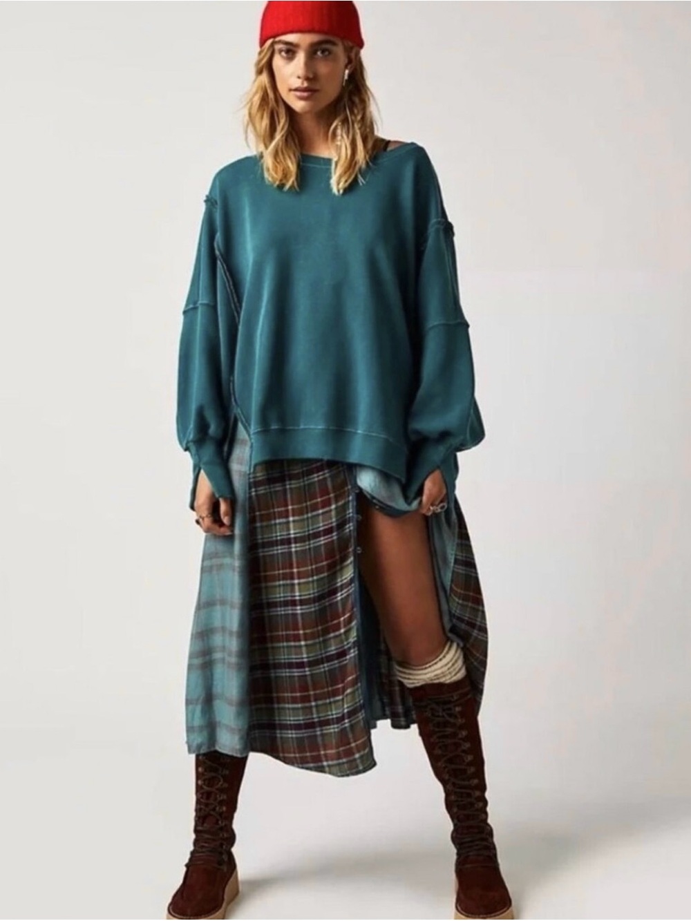 NWT Free People x We The Free Camden Sweatshirt in Teal - Picture 12 of 12